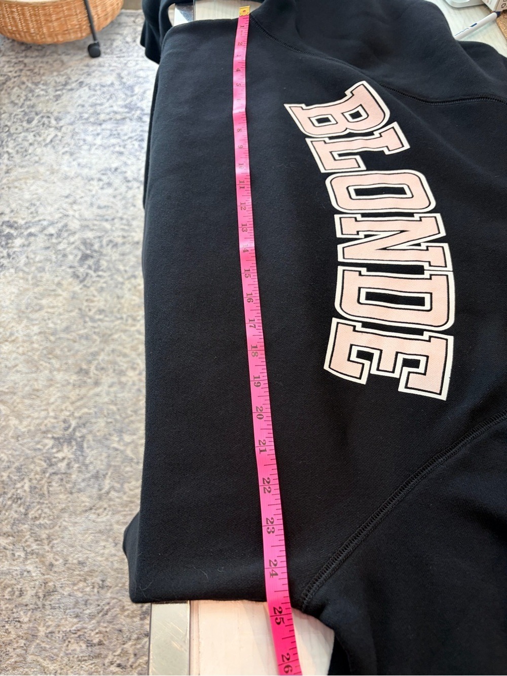Brunette The Label BLONDE Varsity Sweatshirt Black Pink Logo Oversized S/M - Picture 8 of 8